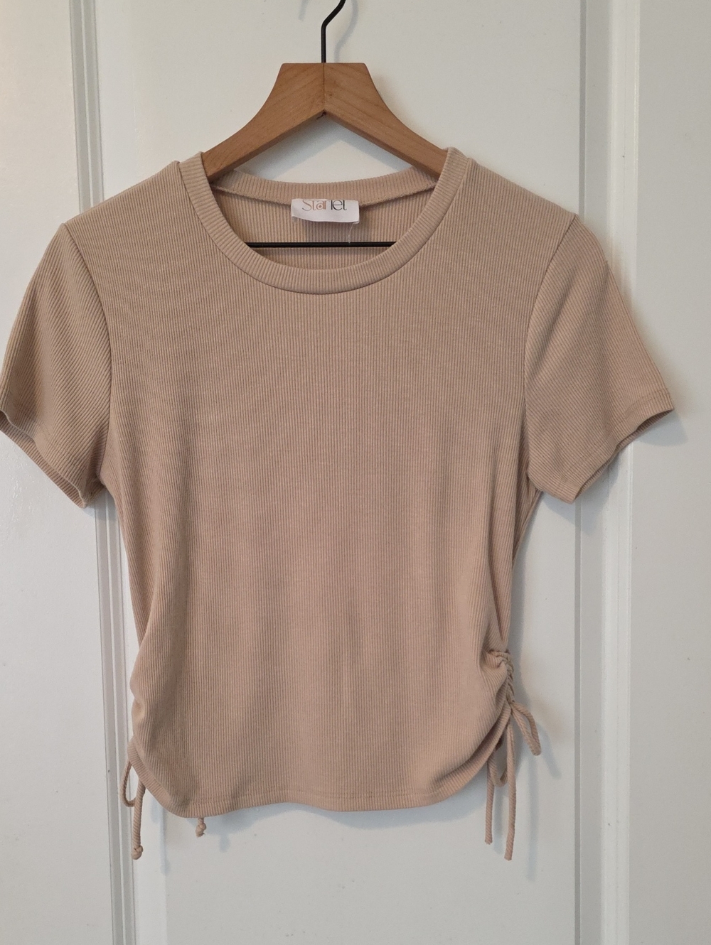 Starlet Ribbed Side Ruched Short Sleeve Top